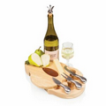 Pear Shaped Cutting & Cheese Board w/ Bottle Stopper & 3 Cheese Tools
